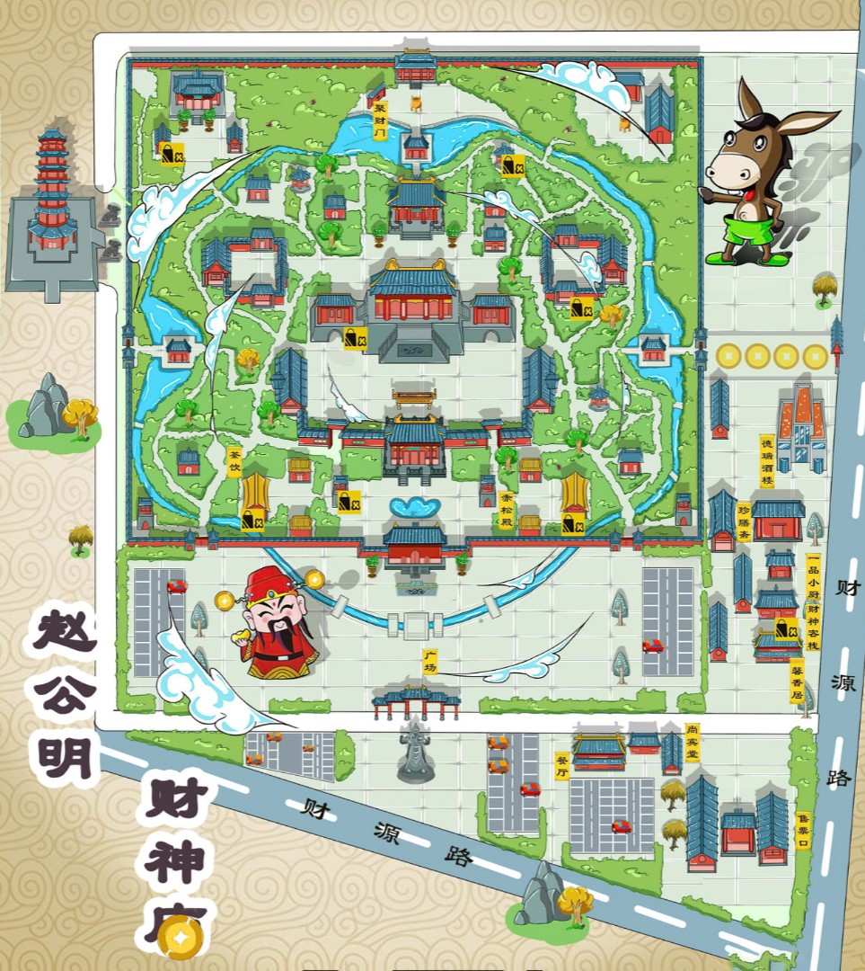 江津寺庙类手绘地图